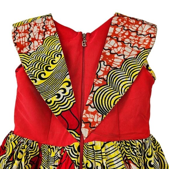 Handmade African Pattern Party Dress Girls 4 Sleeveless Colorful Sequined - Picture 6 of 7